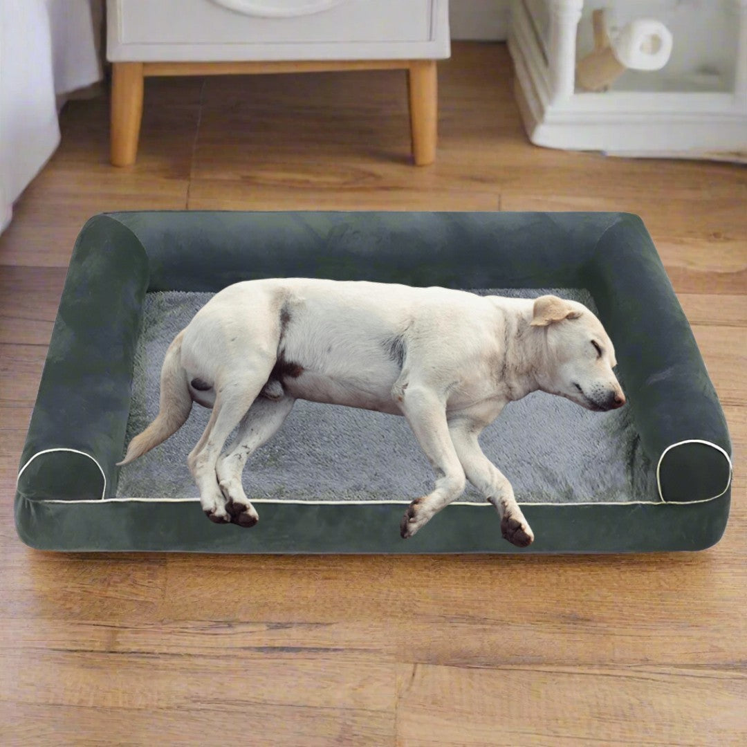 PawfectFriend Orthopedic Dog Bed 3-Side Comfort Bolster Padded Calming Mattress Bed with Removable Cover