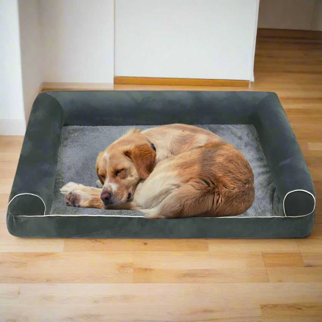 PawfectFriend Orthopedic Dog Bed 3-Side Comfort Bolster Padded Calming Mattress Bed with Removable Cover