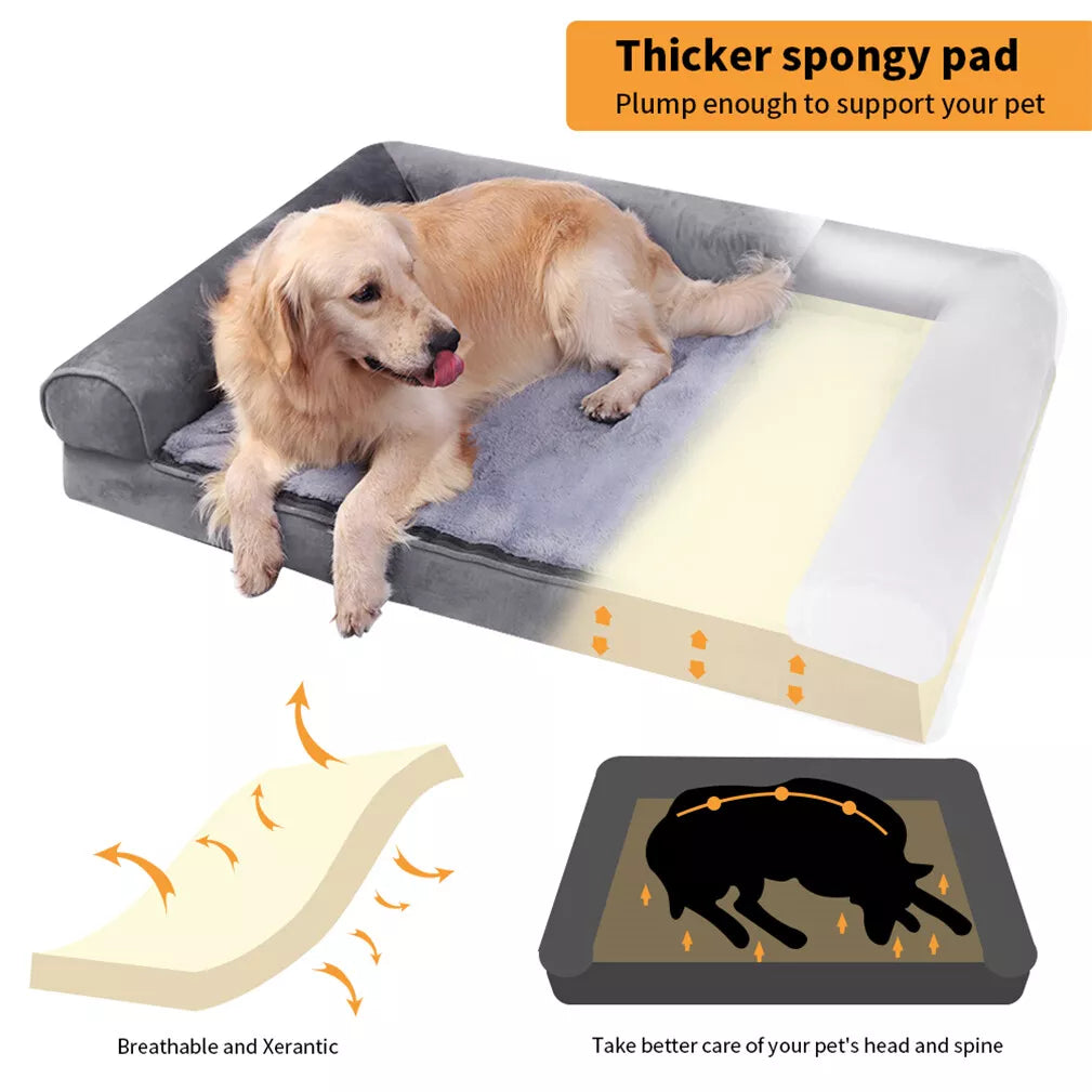 PawfectFriend Orthopedic Dog Bed 3-Side Comfort Bolster Padded Calming Mattress Bed with Removable Cover
