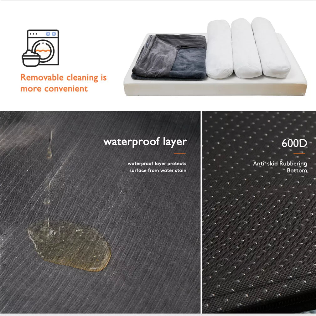 PawfectFriend Orthopedic Dog Bed 3-Side Comfort Bolster Padded Calming Mattress Bed with Removable Cover