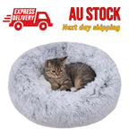 PawfectFriend Plush Donut Pet Bed – Fluffy Cushion for Dogs & Cats 