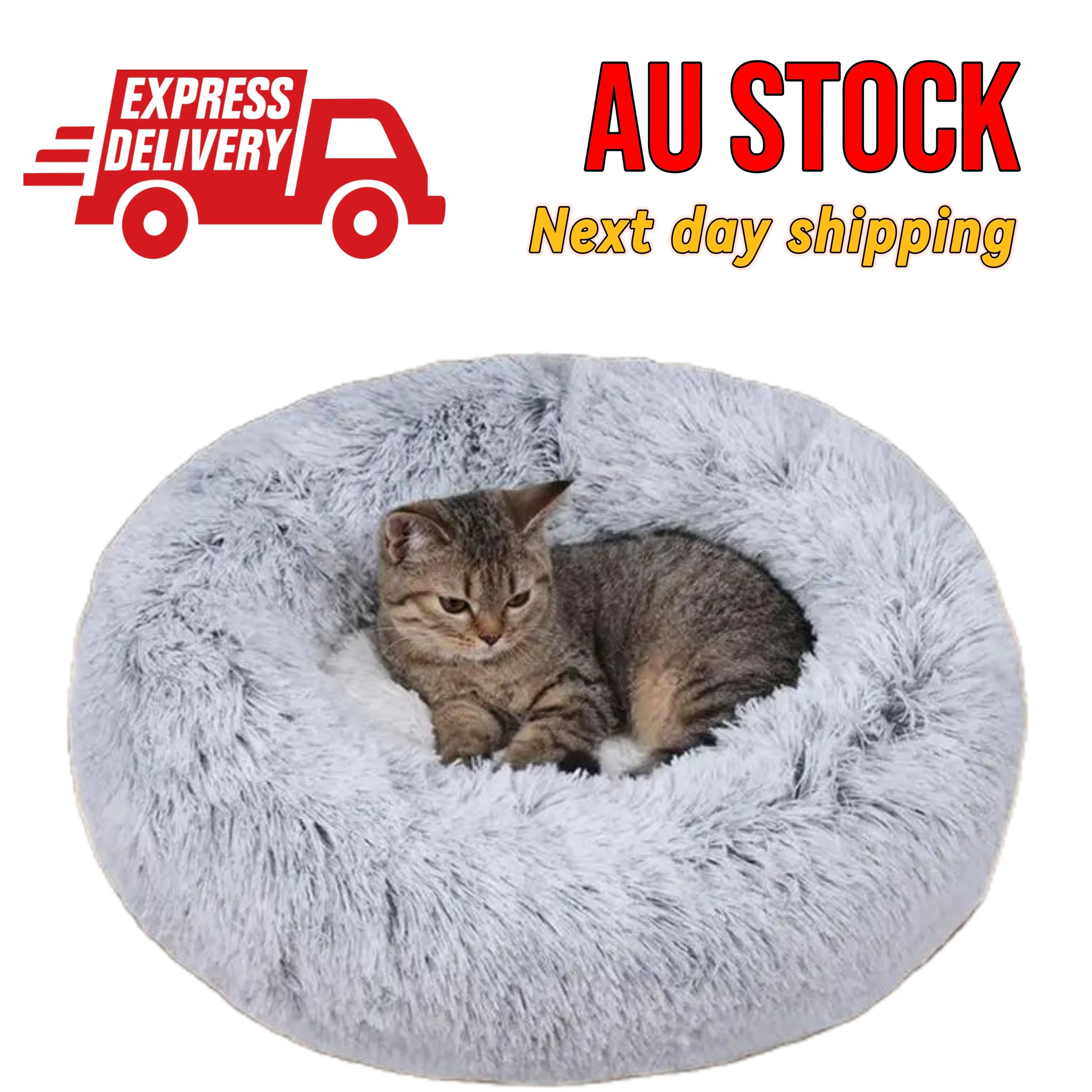 PawfectFriend Plush Donut Pet Bed – Fluffy Cushion for Dogs & Cats 