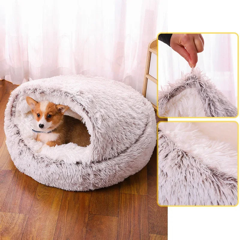 PawfectFriend Cozy Dog Cave Bed | Plush Cave Pet Bed for Small, Medium, and Large Dogs & Cats 