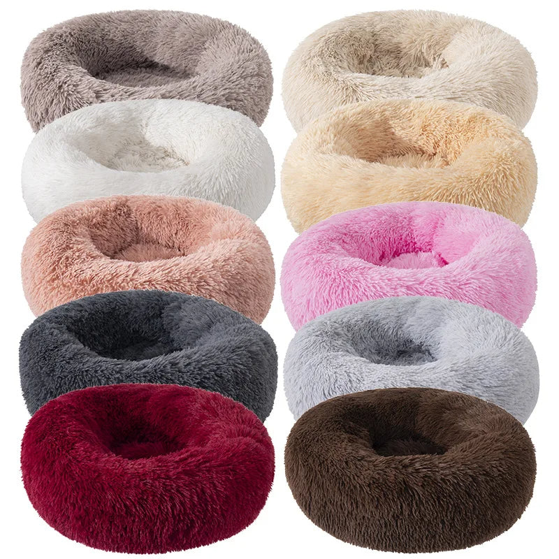 PawfectFriend Plush Donut Pet Bed – Fluffy Cushion for Dogs & Cats 