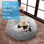 PawfectFriend Plush Donut Pet Bed – Fluffy Cushion for Dogs & Cats 