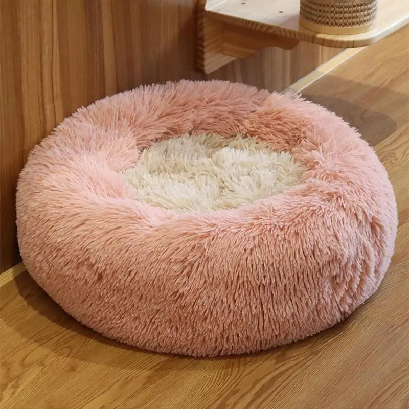 PawfectFriend Plush Donut Pet Bed – Fluffy Cushion for Dogs & Cats 