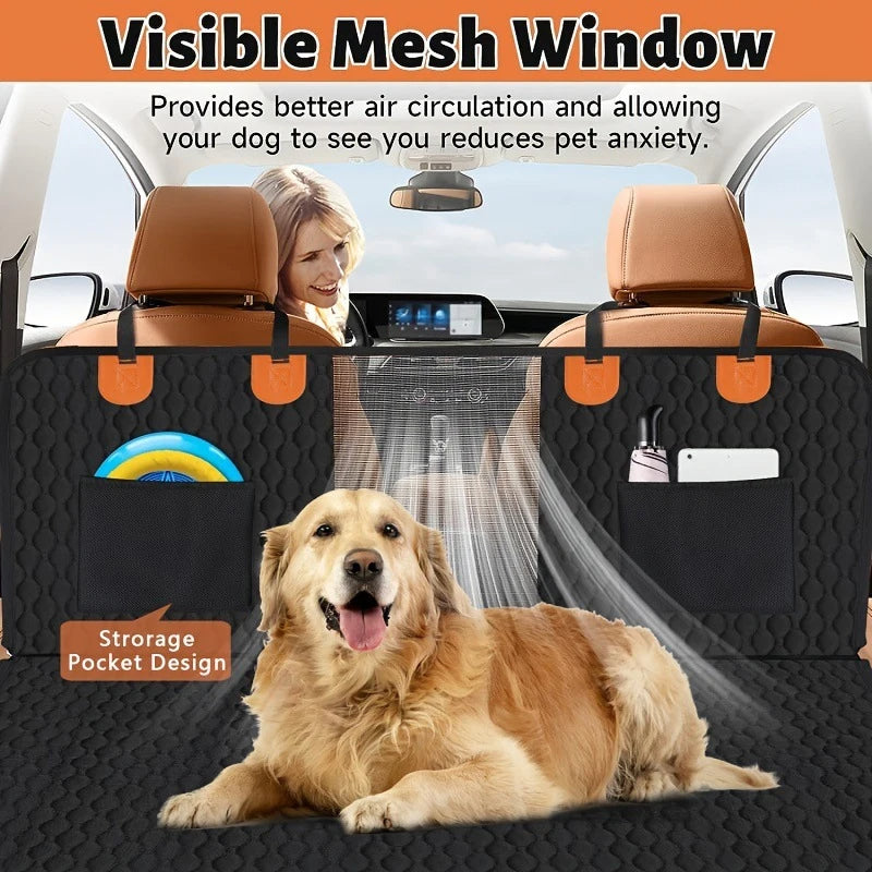 PawfectFriend Hard Bottom Car Back Seat Extender & Hammock for Dogs – 63x132cm Waterproof, Heavy-Duty Pet Seat Protector – Black 