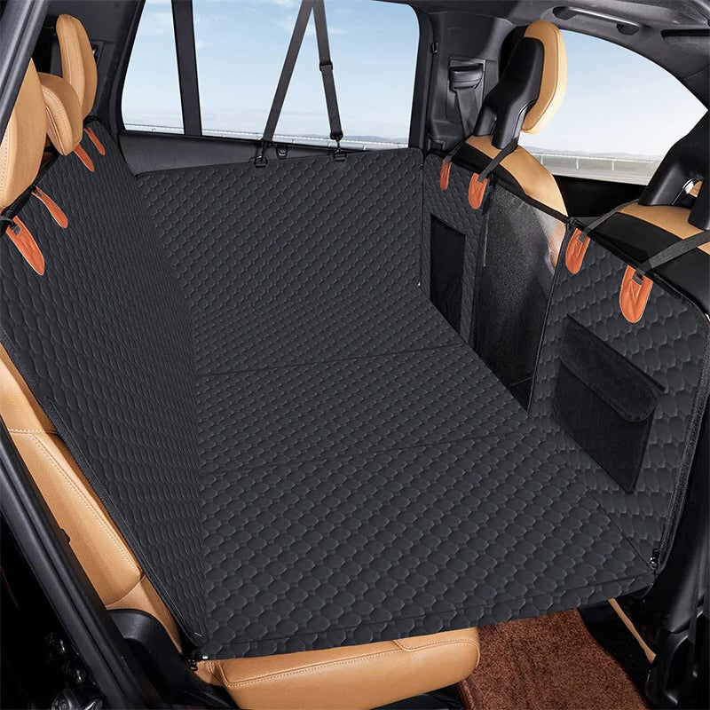 PawfectFriend Hard Bottom Car Back Seat Extender & Hammock for Dogs – 63x132cm Waterproof, Heavy-Duty Pet Seat Protector – Black 