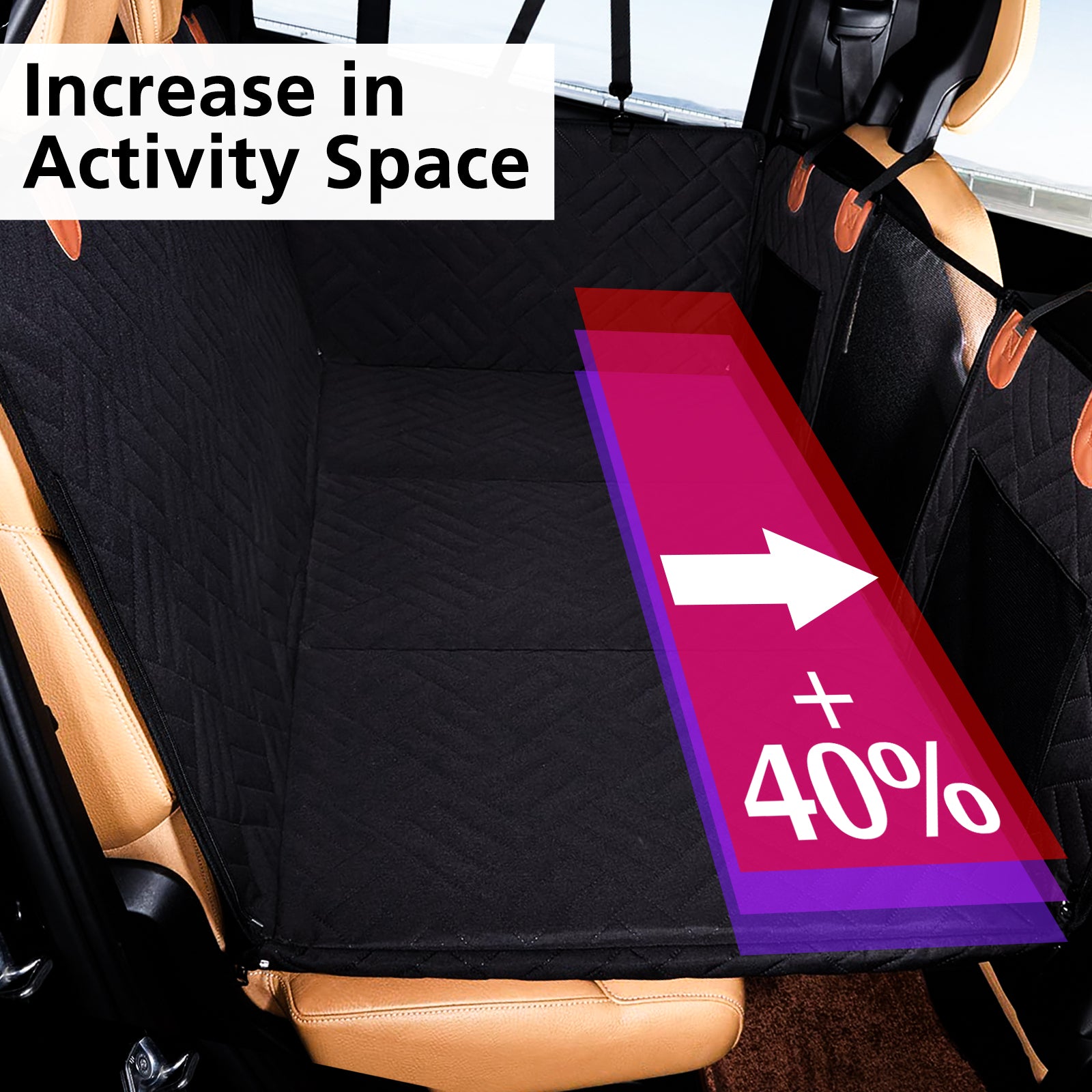PawfectFriend Hard Bottom Car Back Seat Extender & Hammock for Dogs – 63x132cm Waterproof, Heavy-Duty Pet Seat Protector – Black 