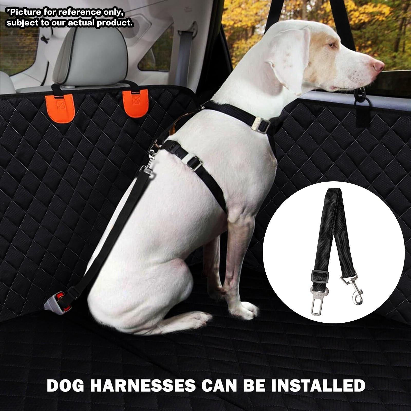 PawfectFriend Hard Bottom Car Back Seat Extender & Hammock for Dogs – 63x132cm Waterproof, Heavy-Duty Pet Seat Protector – Black 