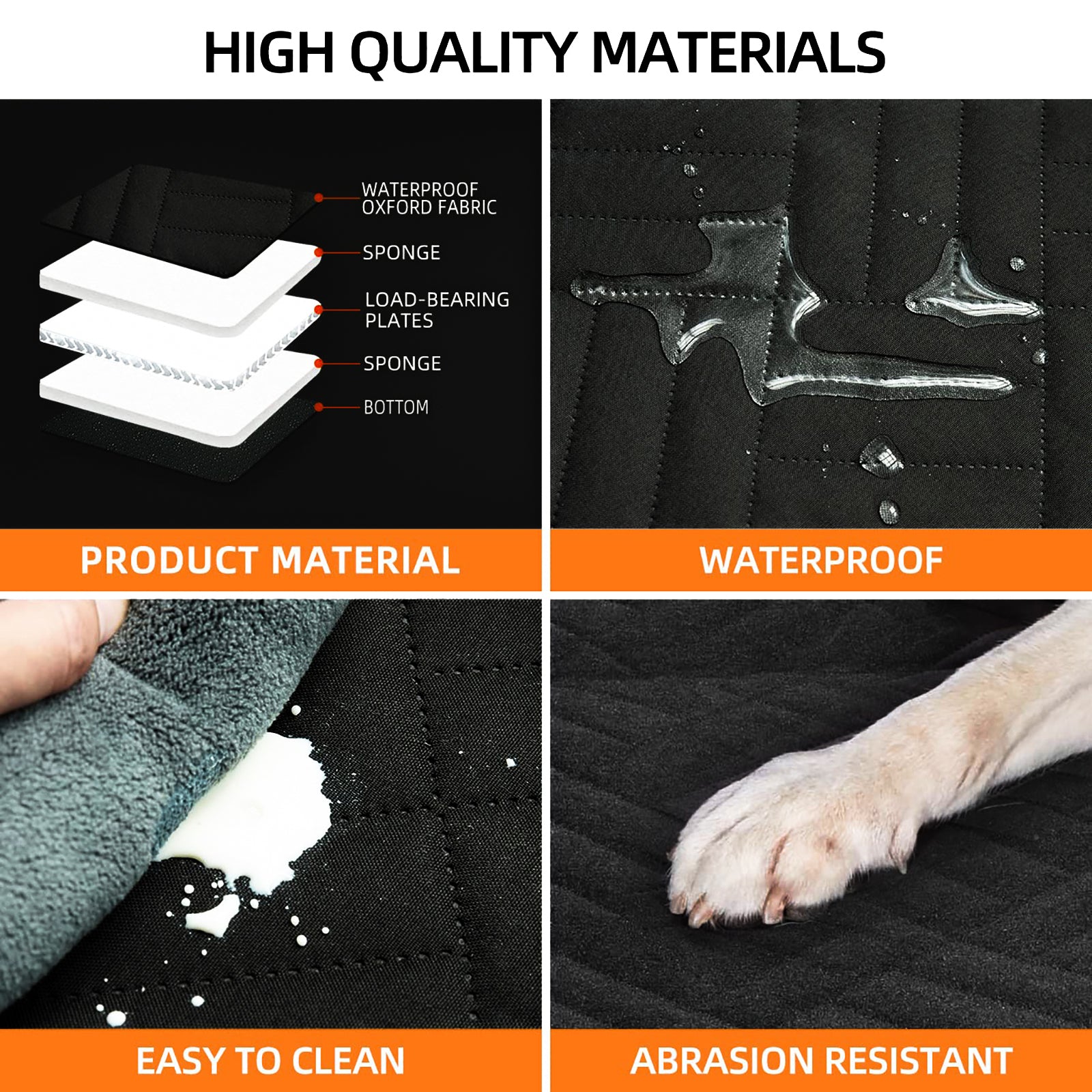 PawfectFriend Hard Bottom Car Back Seat Extender & Hammock for Dogs – 63x132cm Waterproof, Heavy-Duty Pet Seat Protector – Black 