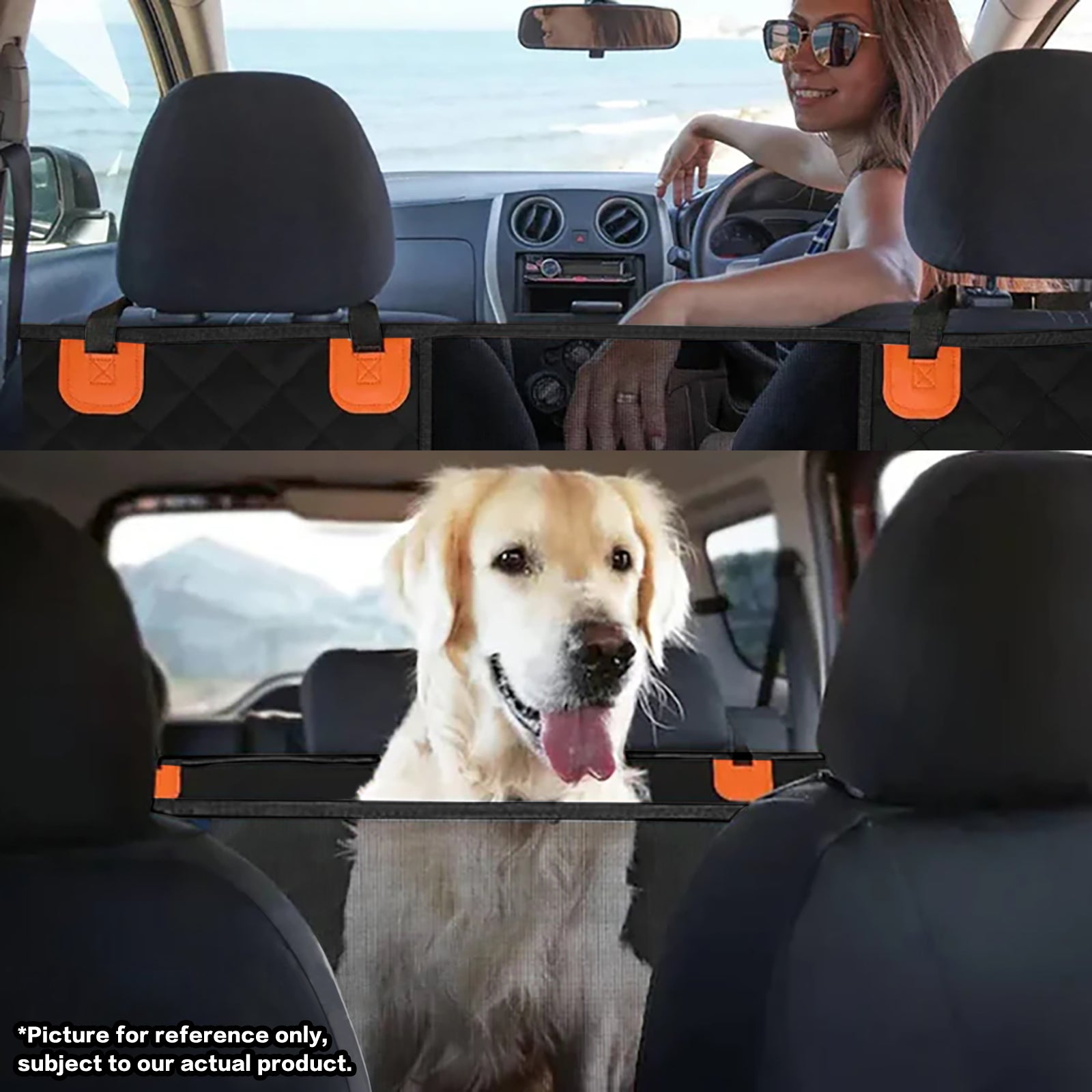 PawfectFriend Hard Bottom Car Back Seat Extender & Hammock for Dogs – 63x132cm Waterproof, Heavy-Duty Pet Seat Protector – Black 