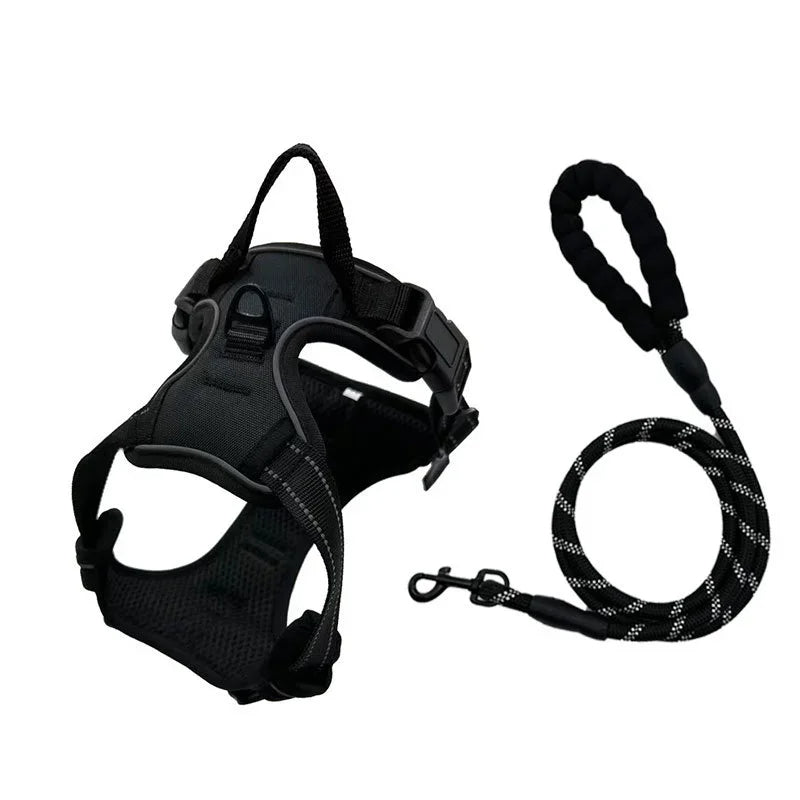 PawfectFriend Reflective Night Dog Harness & Leash Set – Vest Style Durable Nylon No-Pull Harness 