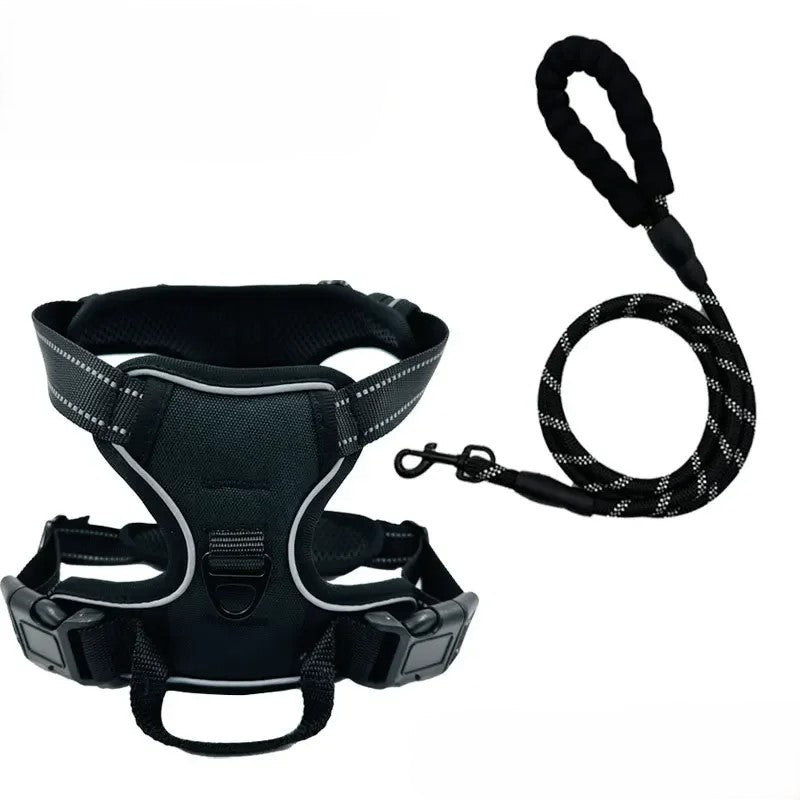PawfectFriend Reflective Night Dog Harness & Leash Set – Vest Style Durable Nylon No-Pull Harness 