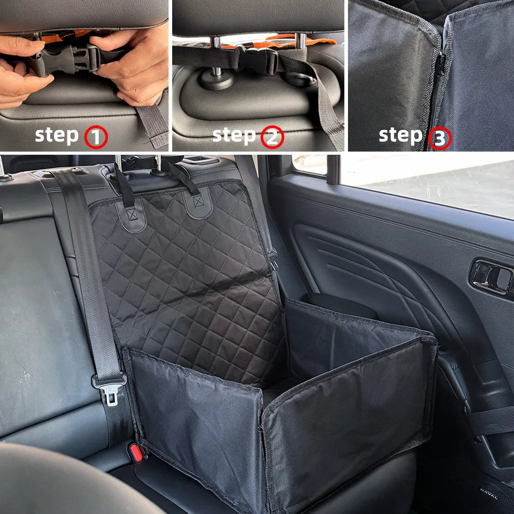 PawfectFriend Waterproof Pet Car Seat Cover – Folding Portable Rear Seat Protector for Dogs & Cats  Anti-Dirty, Scratchproof & Travel-Friendly Oxford Mat