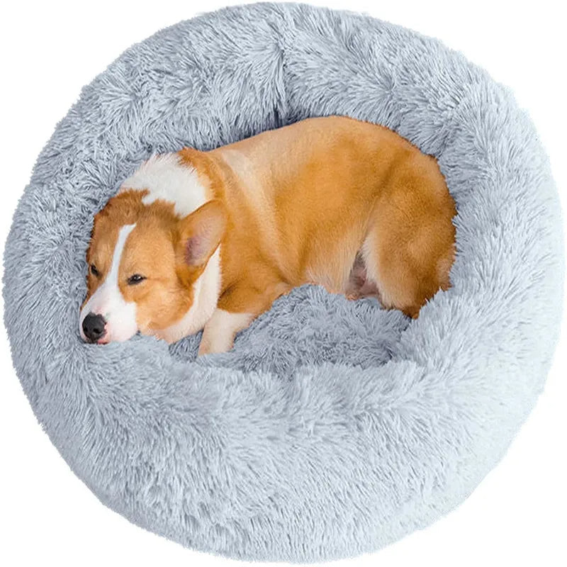 PawfectFriend Plush Donut Pet Bed – Fluffy Cushion for Dogs & Cats 