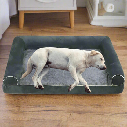 PawfectFriend Orthopedic Dog Bed 3-Side Comfort Bolster Padded Calming Mattress Bed with Removable Cover